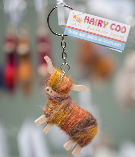 Hairy Coo Highland Cow Keyring - Brown