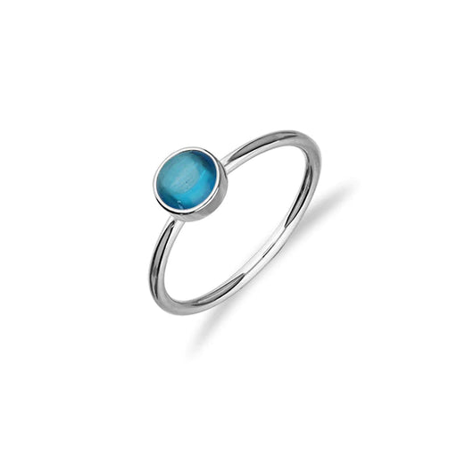 Fluke Jewellery - Indie Silver Stone Ring Blue CZ FSR 4