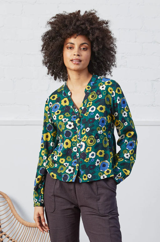 NOW 25% OFF Nomads Side Gathered Viscose Twill Shirt in Fern