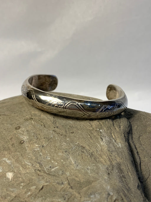 Pre Loved OrkneyInga Silver Hand Engraved Bangle
