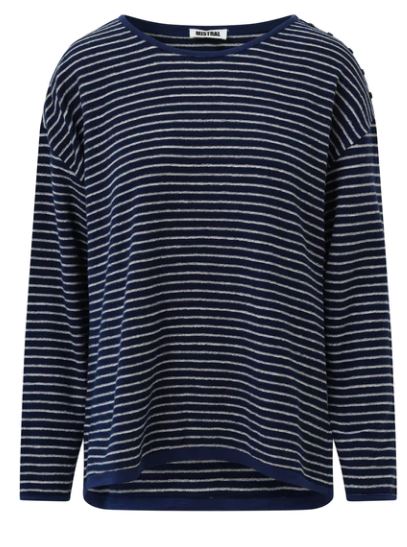 NEW Mistral Boucle Fine Stripe Relaxed Top - Eclipse