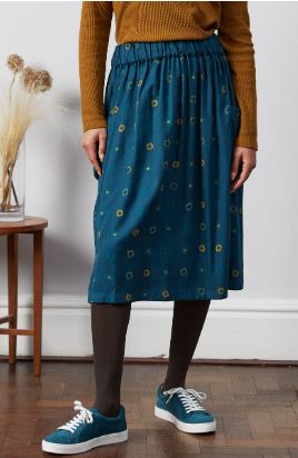 NOW 25% OFF Nomads Tencel Spot print Gathered Skirt in Plume
