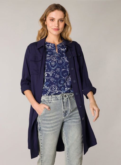 NOW 25% OFF: Yest Clothing Graziella Long Blouse in Deep Blue