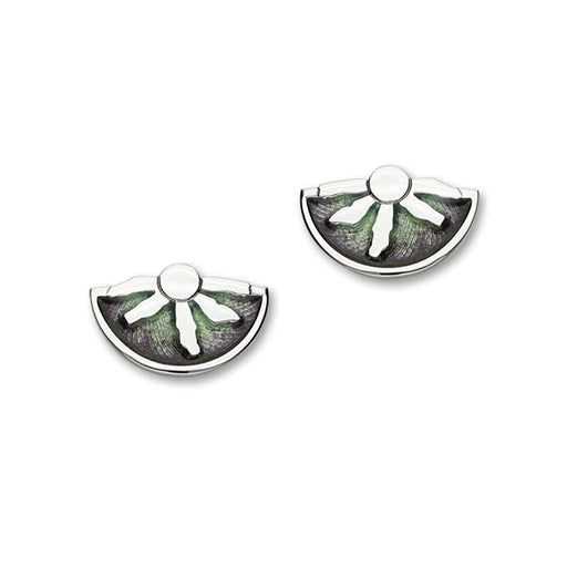 Ortak Ring of Brodgar Sterling Silver and Green Enamel Stud Earrings (EE559)