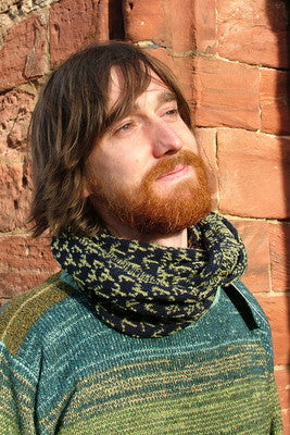 Annie Glue Two colour Navy Blue and Light Green Runic Snood