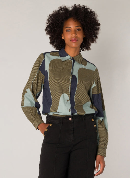 NOW 25% OFF: Yest Clothing Pia Blouse in Army/Multicolour