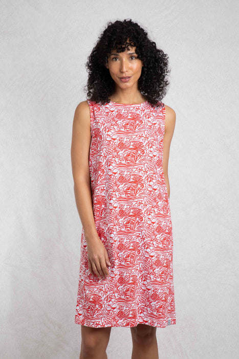 Weird Fish Adena Organic Cotton Jersey Shift Dress Rich Red