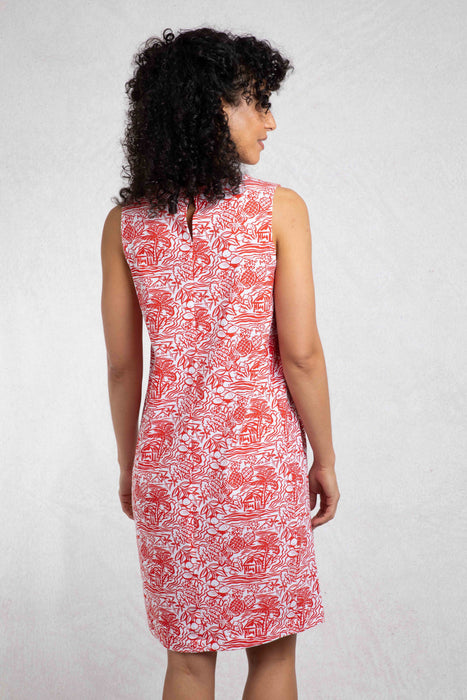 Weird Fish Adena Organic Cotton Jersey Shift Dress Rich Red