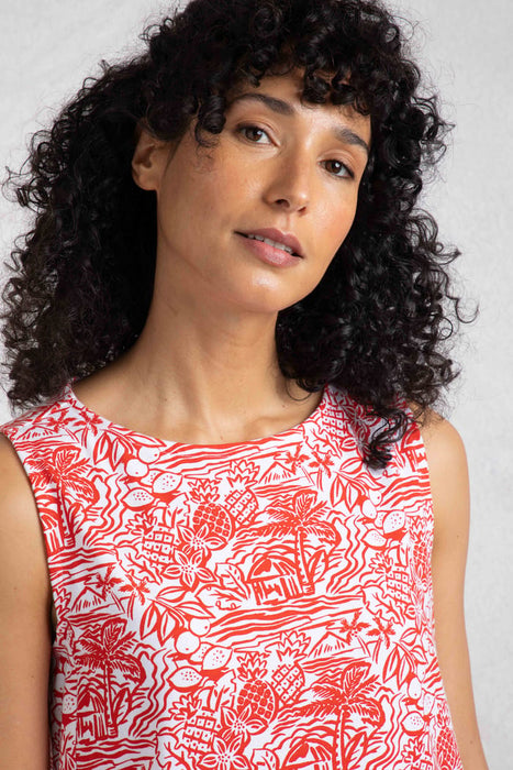 Weird Fish Adena Organic Cotton Jersey Shift Dress Rich Red