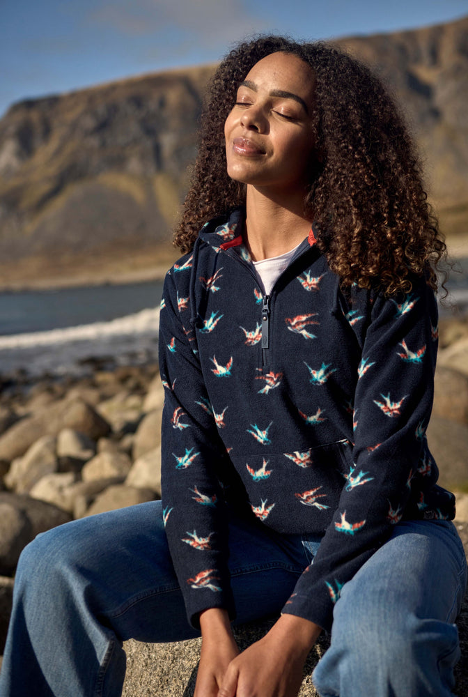 NEW 25% OFF Weird Fish Lana 1/4 Zip Microfleece Hoodie Nightshade