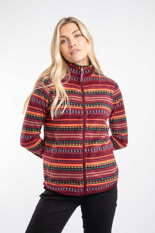 NEW 50% OFF Weird Fish Rochelle Full Zip Printed Microfleece Antique Cherry