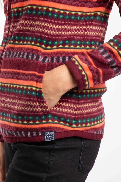 NEW 50% OFF Weird Fish Rochelle Full Zip Printed Microfleece Antique Cherry