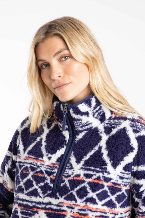 NEW 25% OFF Weird Fish Pikard Printed Quarter Zip Fleece - Navy