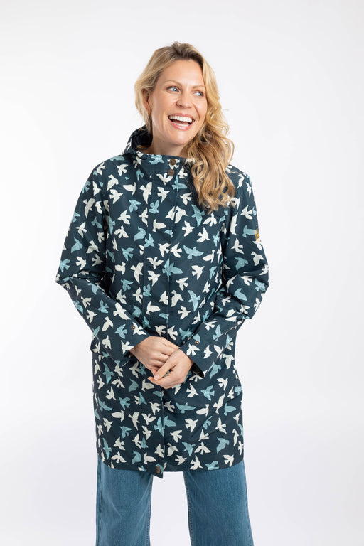NEW Weird Fish Allinda Printed Showerproof Jacket - Midnight