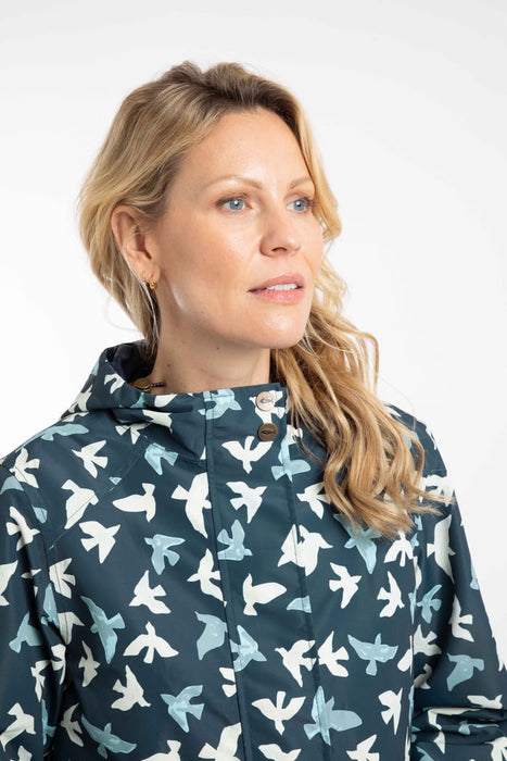 NEW Weird Fish Allinda Printed Showerproof Jacket - Midnight