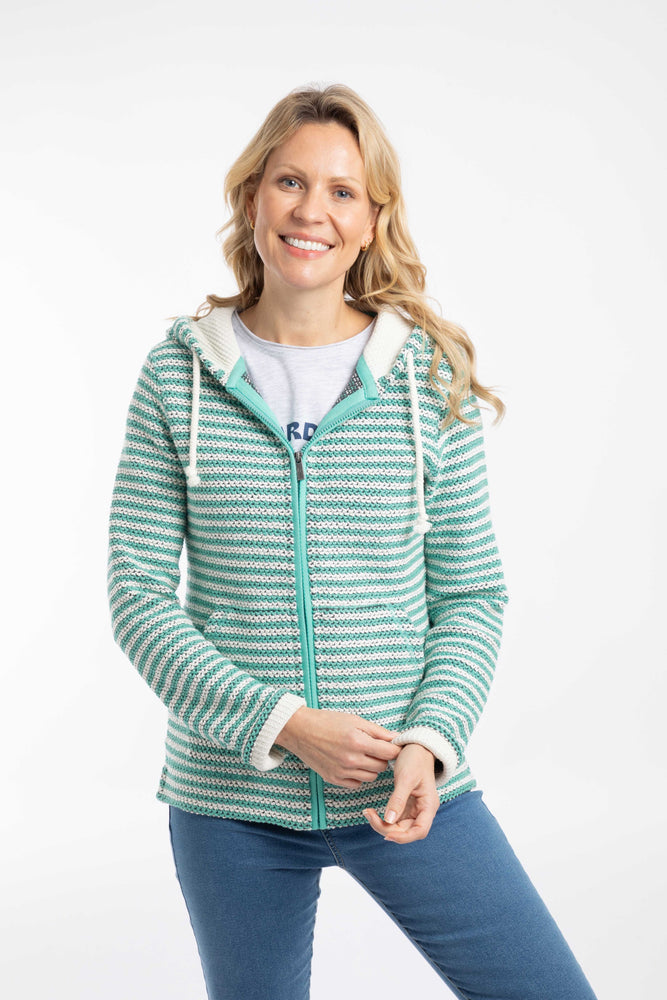 NEW Weird Fish Fisher Full Zip Stripe Macaroni Hoodie Apple Mint