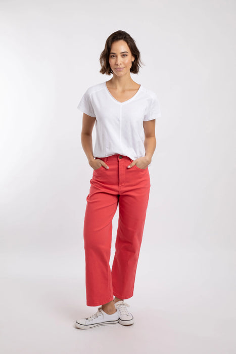 NEW Weird Fish Soulina Wide Leg Cropped Jeans in Flamingo