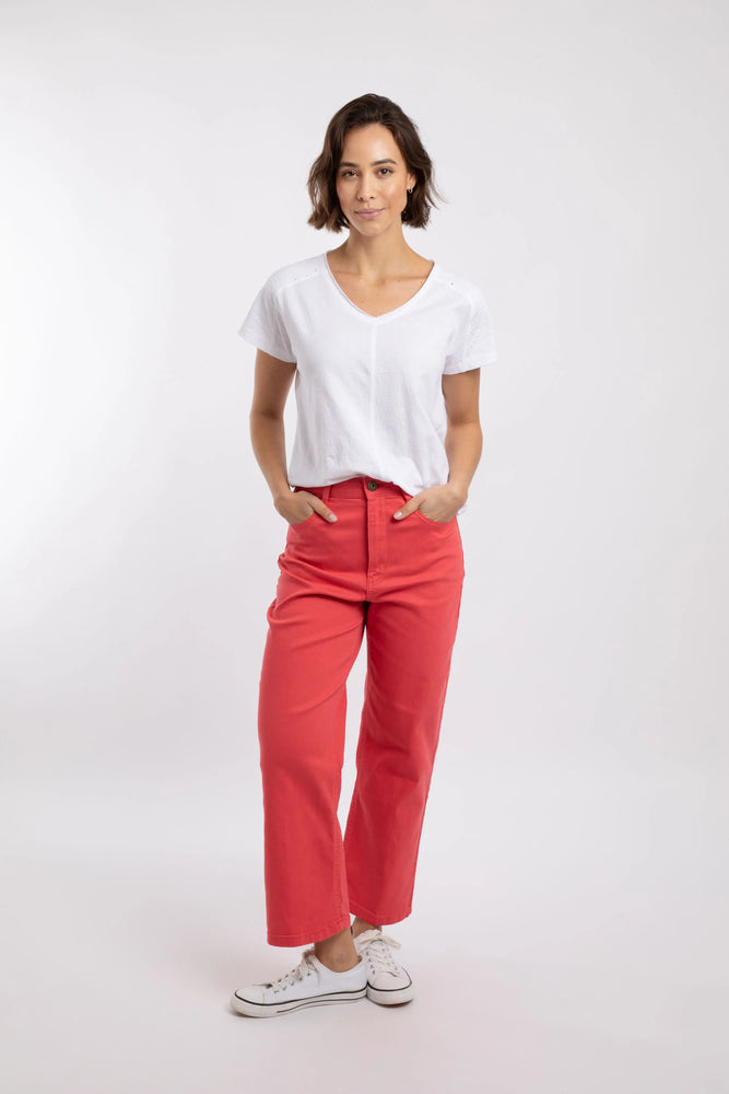 NEW Weird Fish Soulina Wide Leg Cropped Jeans in Flamingo