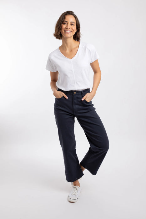 NEW Weird Fish Soulina Wide Leg Cropped Jeans in Navy
