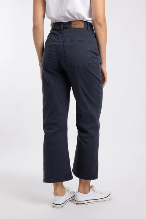 NEW Weird Fish Soulina Wide Leg Cropped Jeans in Navy