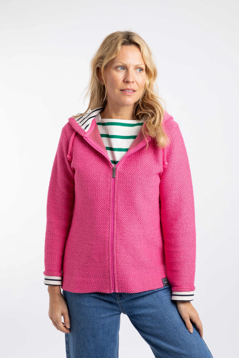 NEW Weird Fish Chicoa Full Zip Hooded Classic Macaroni Hoodie in Peony