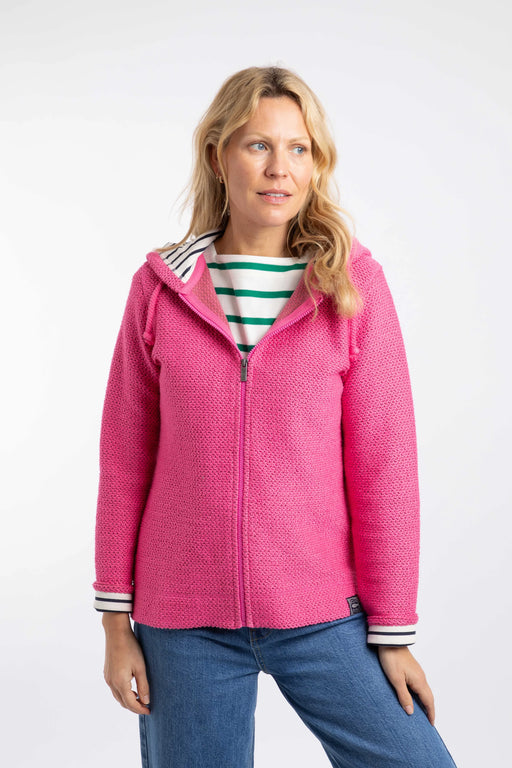 NEW Weird Fish Chicoa Full Zip Hooded Classic Macaroni Hoodie in Peony