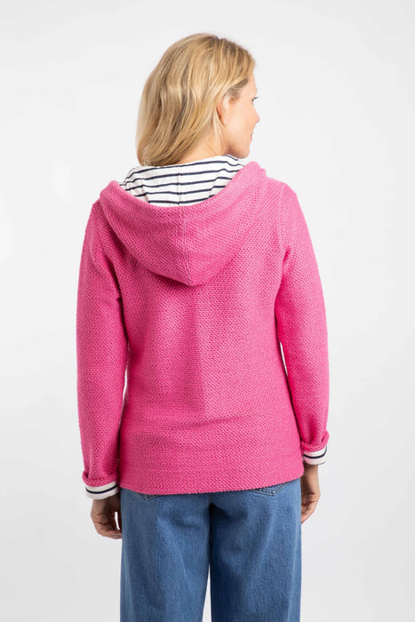 NEW Weird Fish Chicoa Full Zip Hooded Classic Macaroni Hoodie in Peony