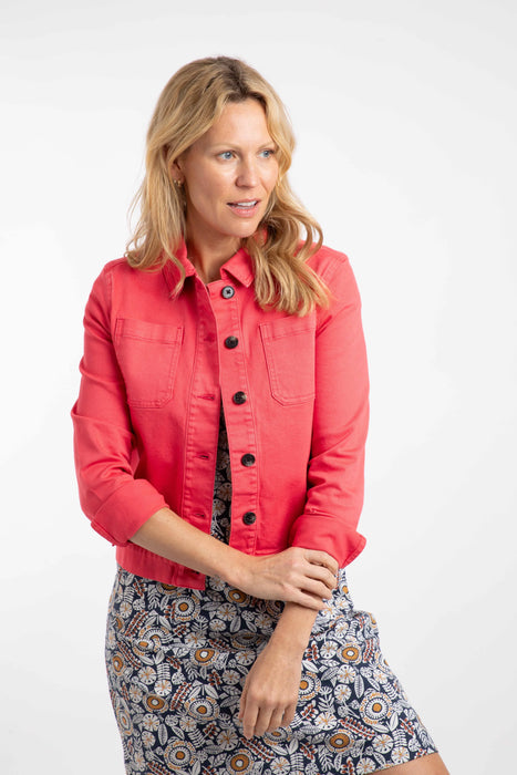 NEW Weird Fish Rosanna Canvas Jacket in Flamingo