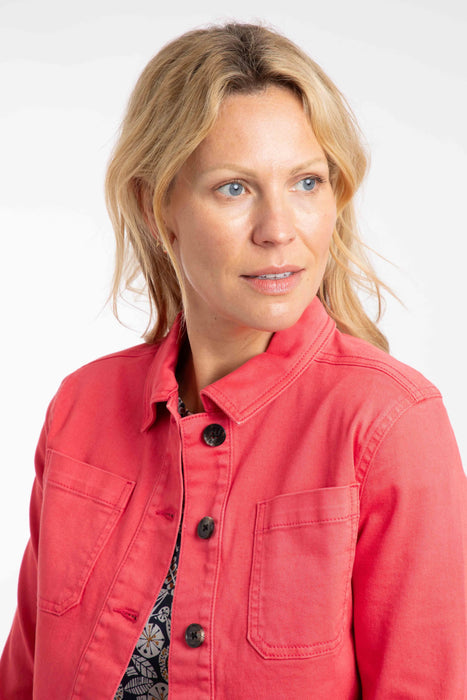 NEW Weird Fish Rosanna Canvas Jacket in Flamingo