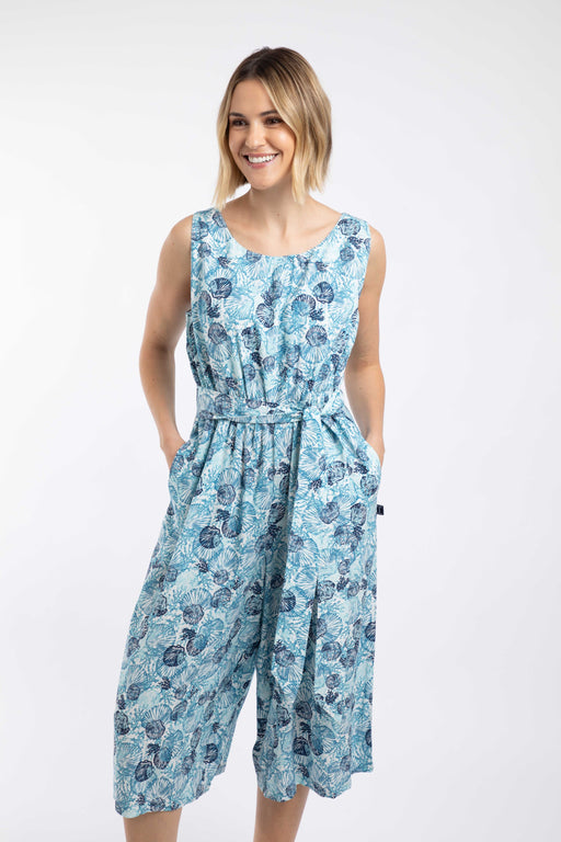 NEW Weird Fish Nalani Printed Viscose Jumpsuit, Ocean Blue.
