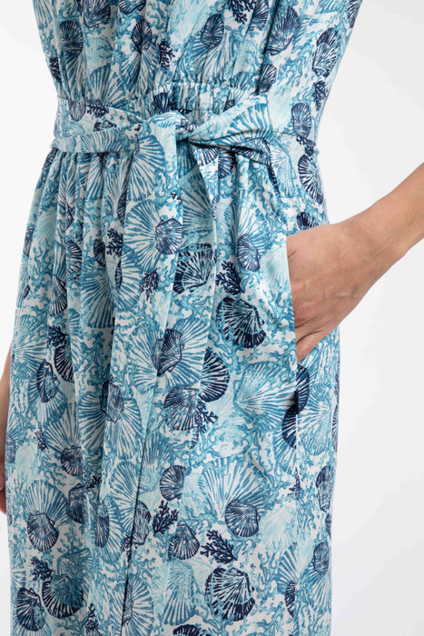 NEW Weird Fish Nalani Printed Viscose Jumpsuit, Ocean Blue.