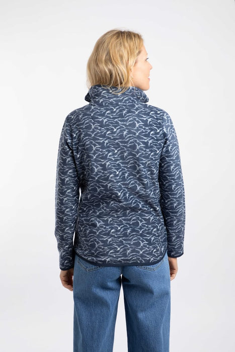 Weird Fish - Rochelle Full Zip Printed Microfleece in 'Night Blue'