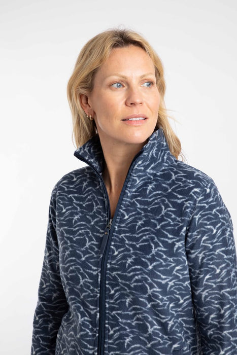 Weird Fish - Rochelle Full Zip Printed Microfleece in 'Night Blue'