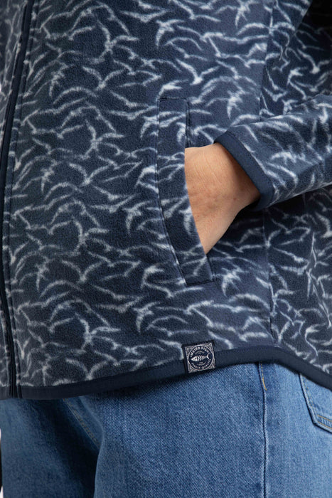 Weird Fish - Rochelle Full Zip Printed Microfleece in 'Night Blue'