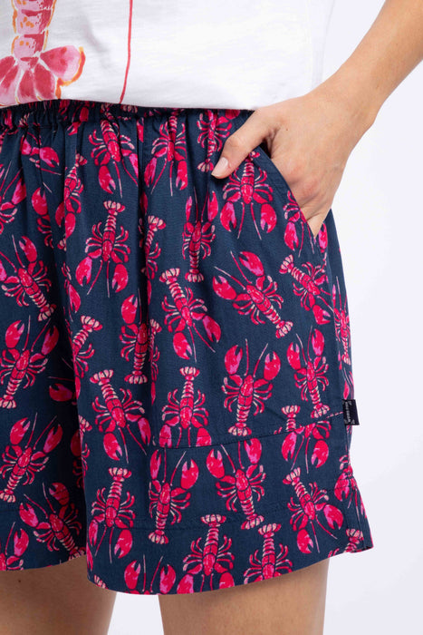 NEW Weird Fish Seera Viscose Printed Shorts - Mid Navy