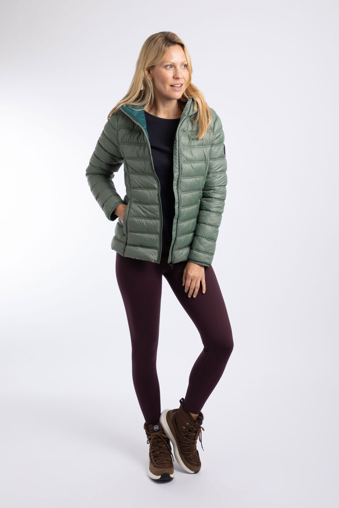 NEW Weird Fish Eshka Padded Hooded Jacket in Military Green