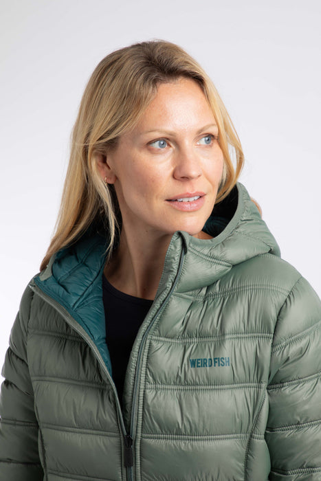 NEW Weird Fish Eshka Padded Hooded Jacket in Military Green