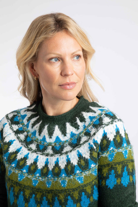 NEW Weird Fish Lowell Fair Isle Jumper - Bottle Green