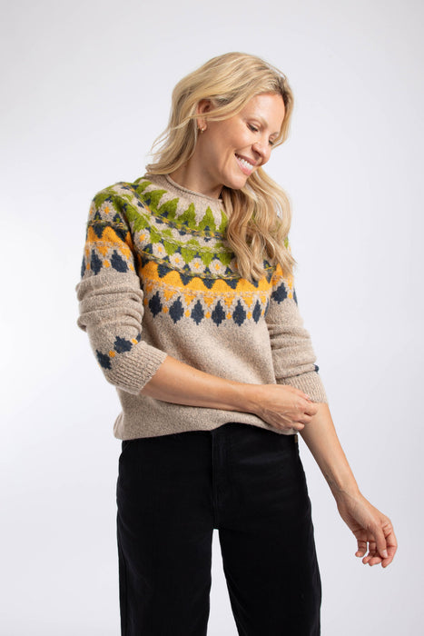 NEW Weird Fish Lowell Fair Isle Jumper -  Chalk