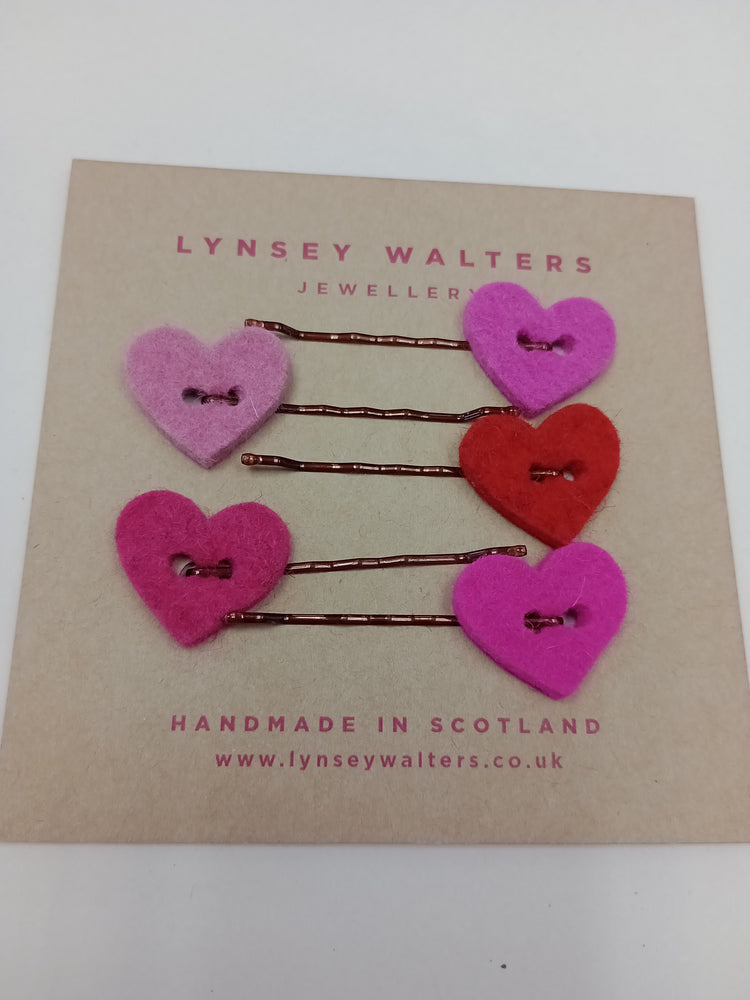 Lynsey Walters - Set of 5 Heart Hairslides