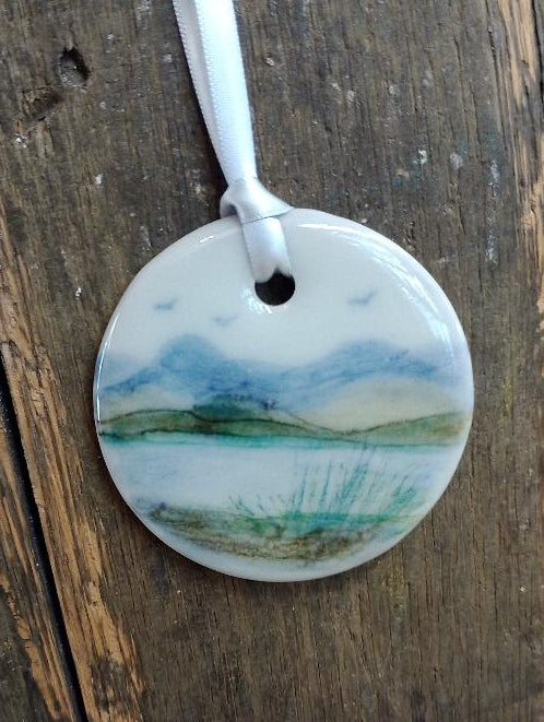 Highland Stoneware Landscape Hanging Ornament