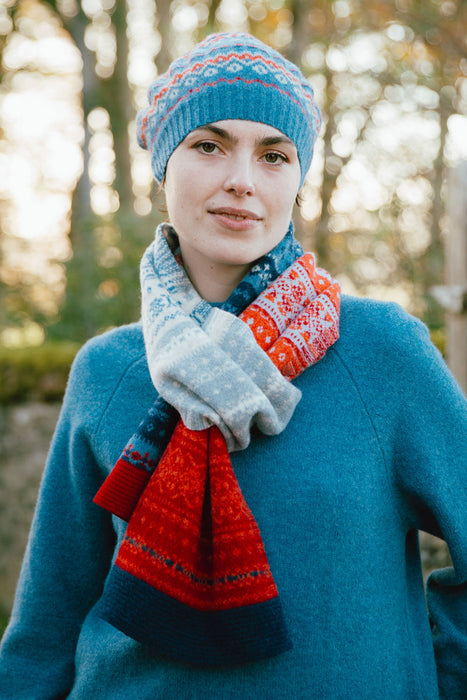 NEW Eribe Alloa Fairisle Scarf - Blue-Bella