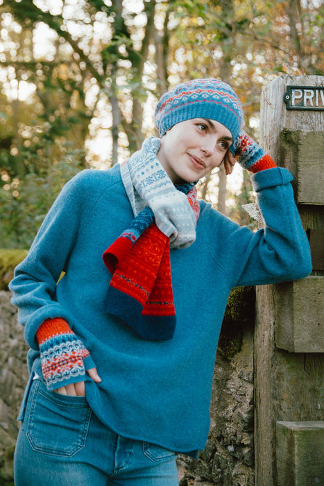 NEW Eribe Alloa Fairisle Scarf - Blue-Bella