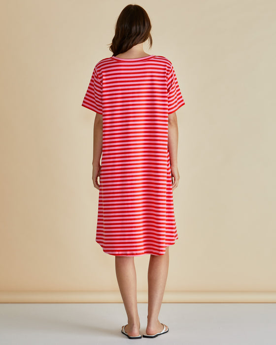 Betty Basics Eloise T-shirt Dress in Pink/Red Stripes
