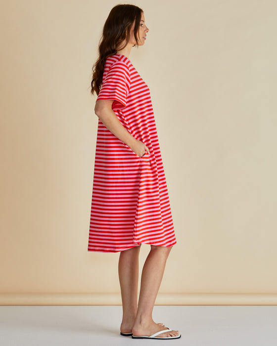 Betty Basics Eloise T-shirt Dress in Pink/Red Stripes
