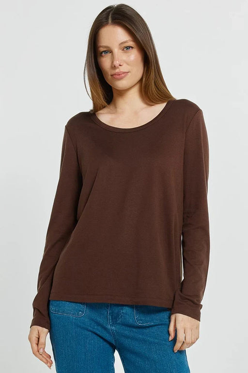 NEW Betty Basics Cho Westin Blended Wool Tee - Chocolate