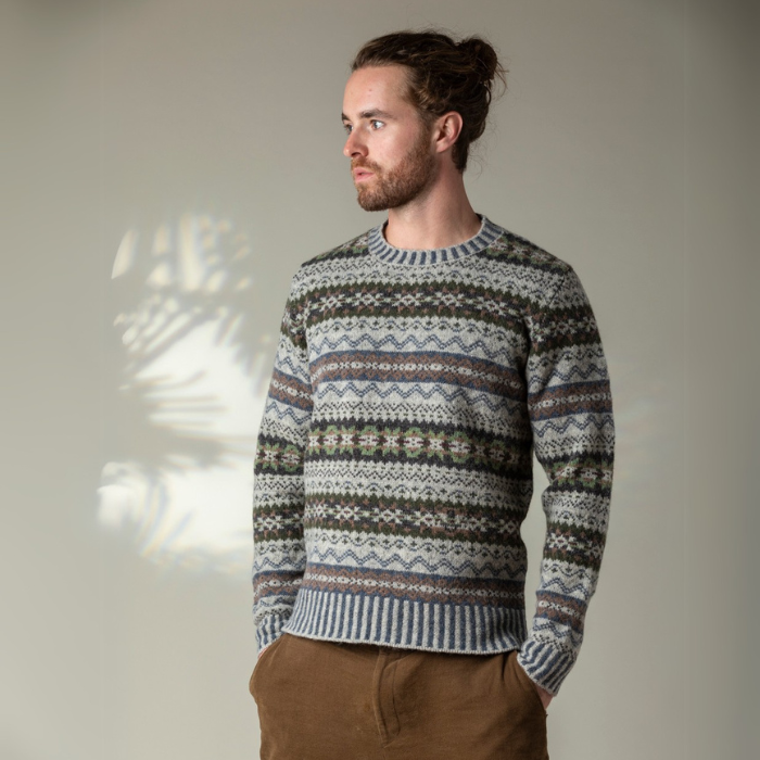 New Eribe Brodie Fair Isle Sweater - Ash