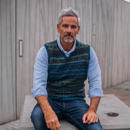 Eribe Brodie Fair Isle Vest in Woodland