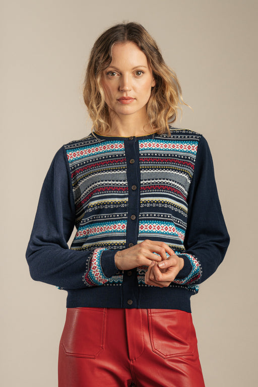 SALE Eribe Sailor Round Neck Cardigan - Navy WERE £160.00 NOW £99.00