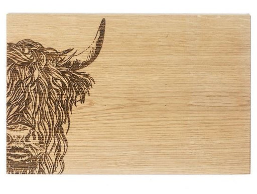 NEW Selbrae House 'Highland Cow' Oak Bar Board